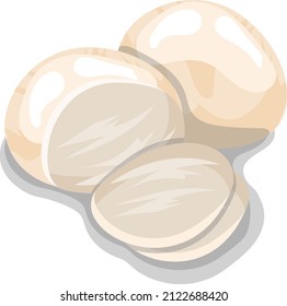 Queso de mozzarella, de forma ovalada, rebanado, plato italiano, imagen vectorial aislada en fondo blanco