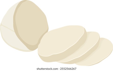 Mozzarella Cheese Slices Illustration Isolated on White Background