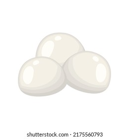 Mozzarella cheese small balls, vector illustration isolated on white background