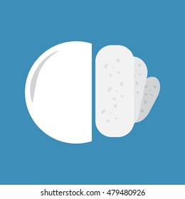 mozzarella flat icon. You can be used mozzarella icon for several purposes like: websites, UI, UX, print templates, promotional materials, info-graphics, web and mobile phone apps.