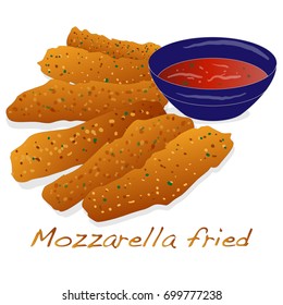 mozzarella fried illustration isolated . 