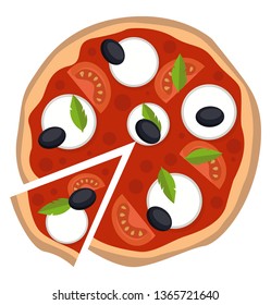 Mozzarella pizza illustration vector on white background