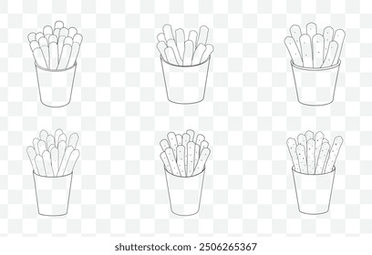 Mozzarella Sticks Line Art Vector Collection für kreative Designprojekte