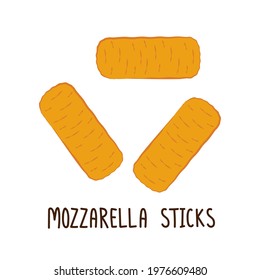 Mozzarella sticks vector. Mozzarella sticks on white background. Cheese stretch.