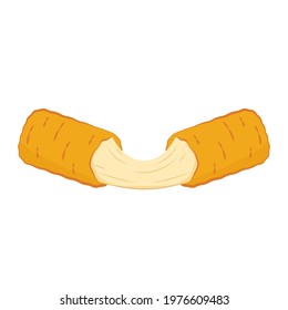 Mozzarella sticks vector. Mozzarella sticks on white background. Cheese stretch.