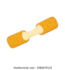 Mozzarella sticks vector. Mozzarella sticks on white background. Cheese stretch.