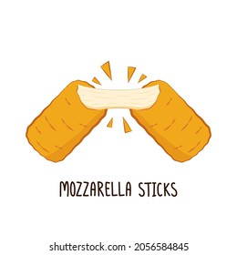 Mozzarella sticks vector. Mozzarella sticks on white background. Cheese stretch.