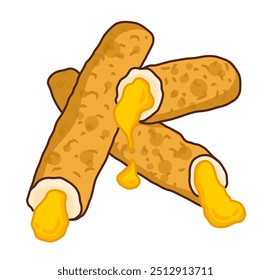 Mozzarella sticks vector. Mozzarella sticks on white background. Cheese stretch.