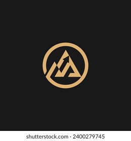 Plantillas vectoriales de diseño del logotipo del icono de flecha MP,
