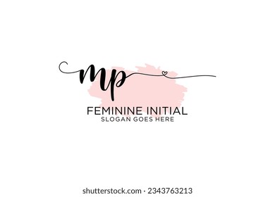 MP beauty monogram and elegant logo design handwriting logo of initial signature, wedding, fashion, floral and botanical with creative template.