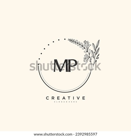 MP Beauty vector initial logo art, handwriting logo of initial signature, wedding, fashion, jewerly, boutique, floral and botanical with creative template for any company or business.