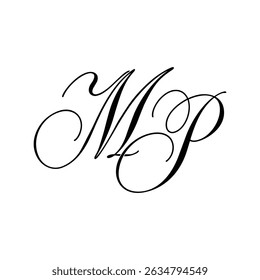 MP Calligraphy Monogram Initial Letters Logo