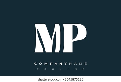 MP Creative Abstract Typography Logo Design. Elegant logo combining bold typography and creative shapes, ideal for branding and identity solutions.