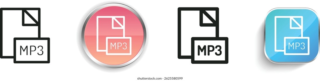 mp file icon. Thin Linear, Regular and Button Style Design Isolated On White Background