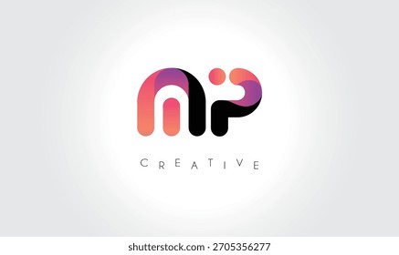 MP Gradient Abstract Logo with Creative Rounded Shapes