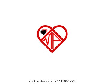 MP Heart Initial wedding invitation love Icon design
