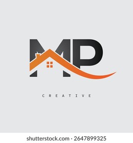 MP House Letter Logo – Creative Real Estate Monogram with Roof Shape and Home Icon for Property, Architecture and Modern Branding Identity
