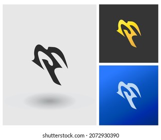 Diseño de logotipo basado en MP en colores de variante elegante degradados. Logo de la empresa Creative Modern. Ilustración de la idea del logotipo del icono del vector de letras futuristas