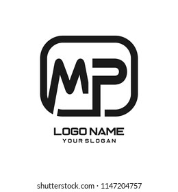 MP initial box letter logo template vector