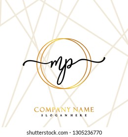 MP Initial Handwriting logo template vector