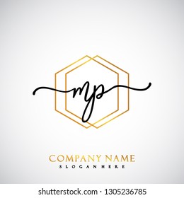 MP Initial Handwriting logo template vector