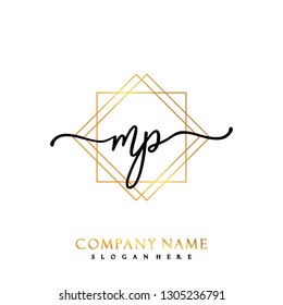MP Initial Handwriting logo template vector