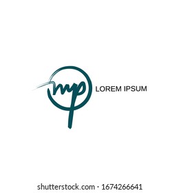 MP Initial handwriting logo vector