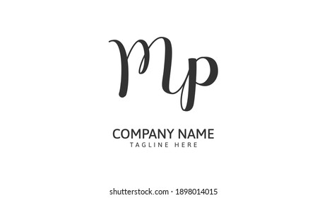 Mp Initial handwriting logo vector