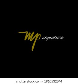 MP initial handwritten calligraphy, for monogram and logo
