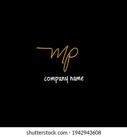 mp initial isolated black background vector elegant handwriting signature for identity design abc typography sign font logo abstract illustration lettering letter luxury modern beauty monogram sign 