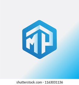 MP Initial letter hexagonal logo vector