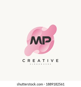 MP Initial Letter logo icon design template elements with wave colorful art.