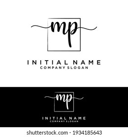 MP Initial letters, handwriting signature logo.