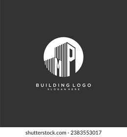 MP initial monogram building logo for real estate with creative circle style design