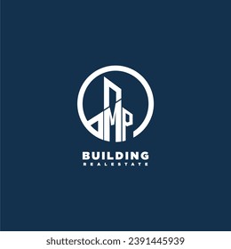 MP initial monogram building logo for real estate with creative circle style design