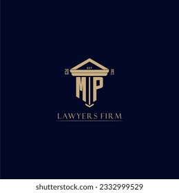 MP initial monogram lawfirm logo with pillar design