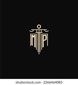 MP initial monogram for lawyers logo with pillar design ideas