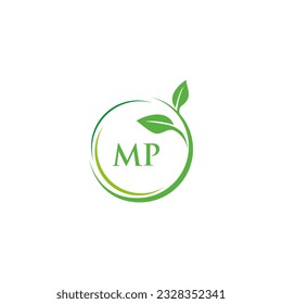 MP initial monogram letter for nature logo with leaf image design