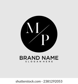 MP initial monogram logo with circle style dsign