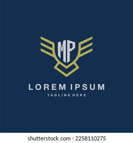 MP initial monogram logo for creative eagle line image vector design