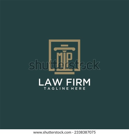 MP initial monogram logo for lawfirm with pillar design in creative square