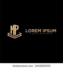 MP initial monogram logo real estate with creative building style design vector