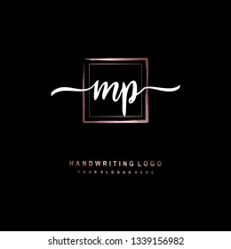 MP initial signature logo. handwriting logo template vector,