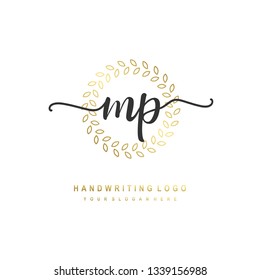 MP initial signature logo. handwriting logo template vector,