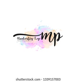 MP initial signature logo. handwriting logo template vector,