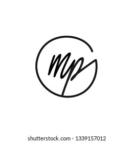 MP initial signature logo. handwriting logo template vector,