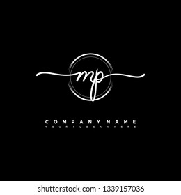 MP initial signature logo. handwriting logo template vector,