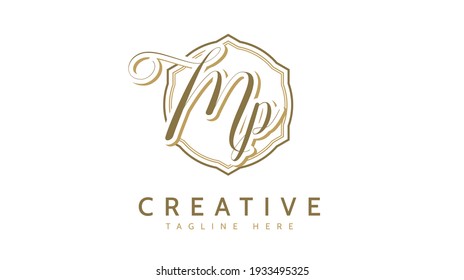 MP Initials, handwriting logo vector