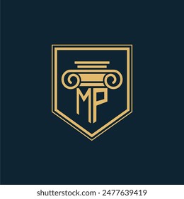 MP Initials Anwaltskanzlei Logo Anwaltslogo mit kreativem Rechtselement