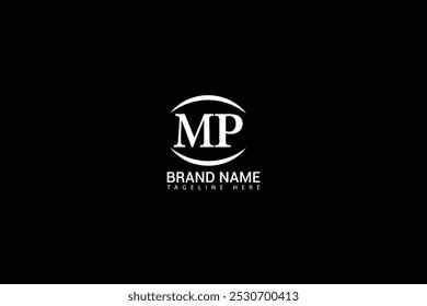 Projeto do logotipo da carta MP no fundo preto. MP conceito de logotipo de letra de iniciais criativas. MP design exclusivo.